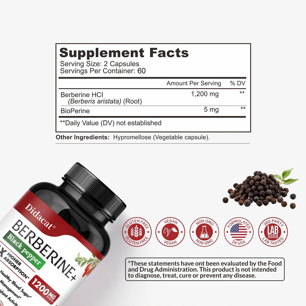 베르베린 염산염 보충제 - 대사 및 콜레스테롤, 체중  - Berberine Hcl Capsule 리뷰 및 가격