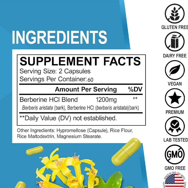 1200mg 염산염 보충제, 건강한 신진대사 지원 -  - Berberine Hcl Capsule 리뷰 및 가격